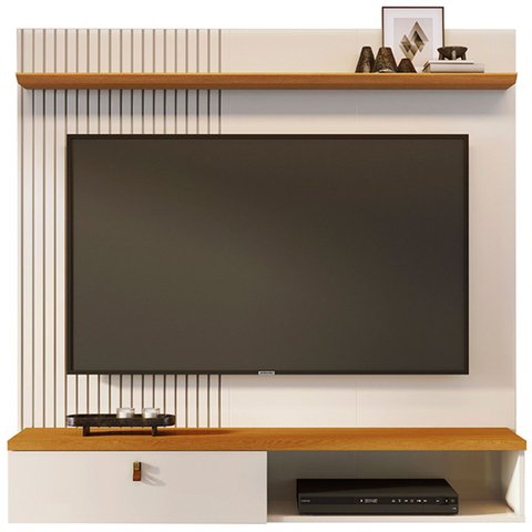 Painel Suspenso para Tv 55 Polegadas 1 Porta Basculante Isis Cinamomo/off White