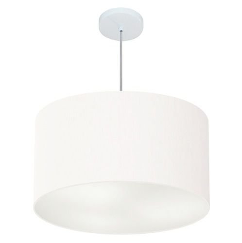 Lustre Pendente Cilíndrico Vivare Md-4101 Cúpula em Tecido 60x30cm - Bivolt - Branco - Bivolt - 1
