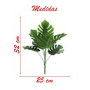 Ver imagem 2 de Kit 3 Ramos Costela de Adão Decorativo Artificial Plástico Verde 9 Folhas Cada 32cm
