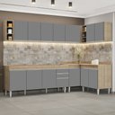 Ver imagem 2 de Armário de Cozinha Modulado de Canto 7 Peças Cp34 Balcão sem Tampo Castanho/cinza - Lumil Lumil Móve