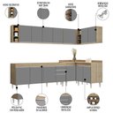 Ver imagem 3 de Armário de Cozinha Modulado de Canto 7 Peças Cp34 Balcão sem Tampo Castanho/cinza - Lumil Lumil Móve