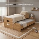 Ver imagem 2 de Bicama Solteiro Elis com Cama Auxiliar de Puxar Moderno para Quarto Infantil e Visitas - Amêndoa