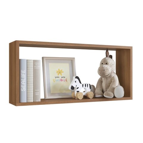 Nicho Retangular Grande Meu Fofinho para Quarto Infantil Marrom Nogal