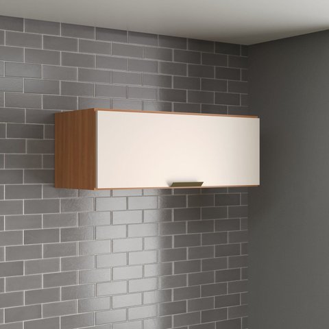 Armário Aéreo para Cozinha Cooktop 80 cm Marrom/Freijó/Off White