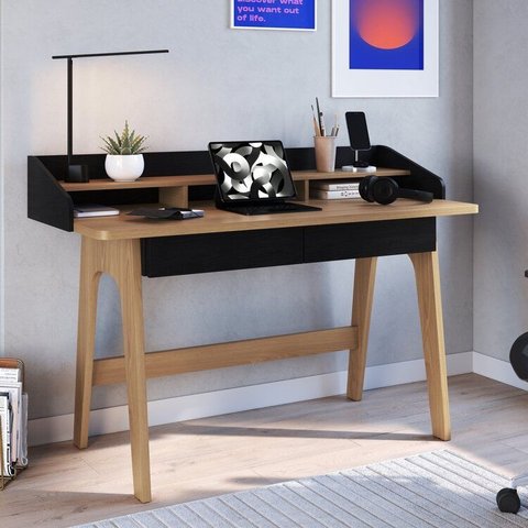 Escrivaninha Mesa Escritório Home Office Flexus 2 Gavetas 139cm Hanover