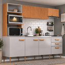 Ver imagem 1 de Cozinha Compacta Modulada sem Tampo Cinza Freijó