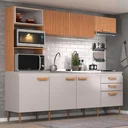 Ver imagem 1 de Cozinha Compacta Alta 6 Portas 3 Gavetas Freijó e Fumê Antonela