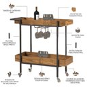 Ver imagem 3 de Adega/ Carrinho Dubai Base em Aço Industrial e Tampo em Madeira Pinus Espresso Móveis