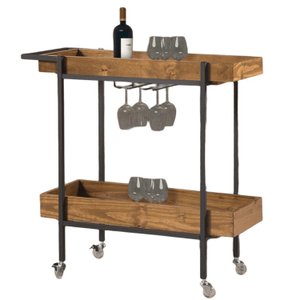Adega/ Carrinho Dubai Base em Aço Industrial e Tampo em Madeira Pinus Espresso Móveis