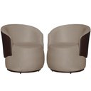 Ver imagem 2 de Kit 2 Poltronas Organica Beatriz Suede Cappuccino C/ Composê Corano Marrom - Lm Decor
