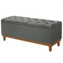 Ver imagem 1 de Recamier Baú Dubai Linho Cinza Escuro Queen 1,50m Estofado Base Madeira