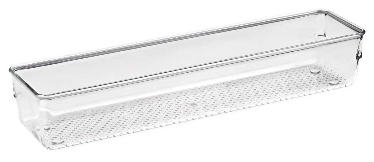 KIT 4 Cestas Organizadoras Gaveta Armário MULTIUSO 1 Litro 30,7×7,7×5,6 cm CRISTAL 1581 PLASVALE - 1