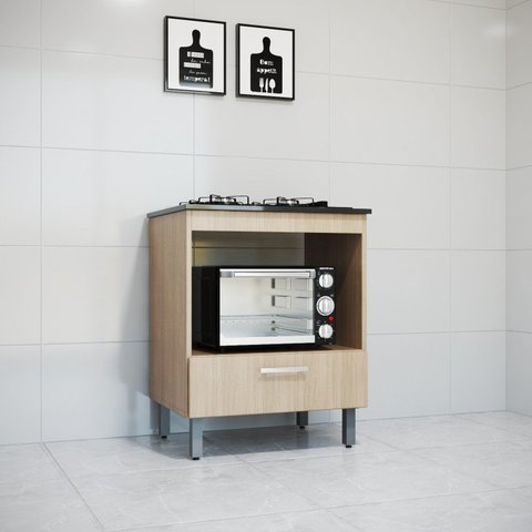 Balcão Forno com Tampo 86,5 cm X 70cm x 53,5cm Marrom/Canela