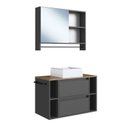 Ver imagem 4 de Conjunto para Banheiro Gabinete Suspenso 80cm com Cuba Espelheira com Toalheiro CJ8010.20 Preto/Mel/Grafite