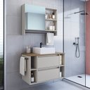 Ver imagem 1 de Conjunto para Banheiro Gabinete Suspenso 80cm com Cuba Espelheira com Toalheiro Cj8010.20