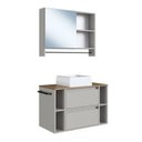 Ver imagem 2 de Conjunto para Banheiro Gabinete Suspenso 80cm com Cuba Espelheira com Toalheiro CJ8010.20 Bege/Mel/Arenas
