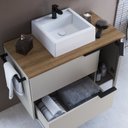 Ver imagem 6 de Conjunto para Banheiro Gabinete Suspenso 80cm com Toalheiro Cuba e Espelheira CJ8020.10 Bege/Mel/Arenas
