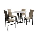 Ver imagem 1 de Conjunto de Jantar Mônaco Premium Mesa 90cm com 4 Cadeiras Estofadas para Cozinha - Branco/bege