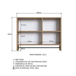 Conjunto para Banheiro Gabinete Suspenso 80cm com Toalheiro Lavatorio e Espelheira Cj8030.20 - 15