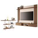 Ver imagem 1 de Painel para Tv Suspenso Solus e Aparador Infinity Castanho Off White – Hb Móveis