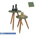Ver imagem 1 de Conjunto Mesa De Canto Lateral Decoração Verde Musgo Madeira