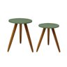Conjunto Mesa De Canto Lateral Decoração Verde Musgo Madeira - 3