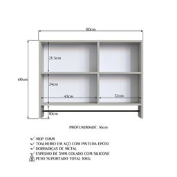 Conjunto para Banheiro Gabinete Suspenso 80cm com Toalheiro Lavatorio e Espelheira Cj8030.20 - 19
