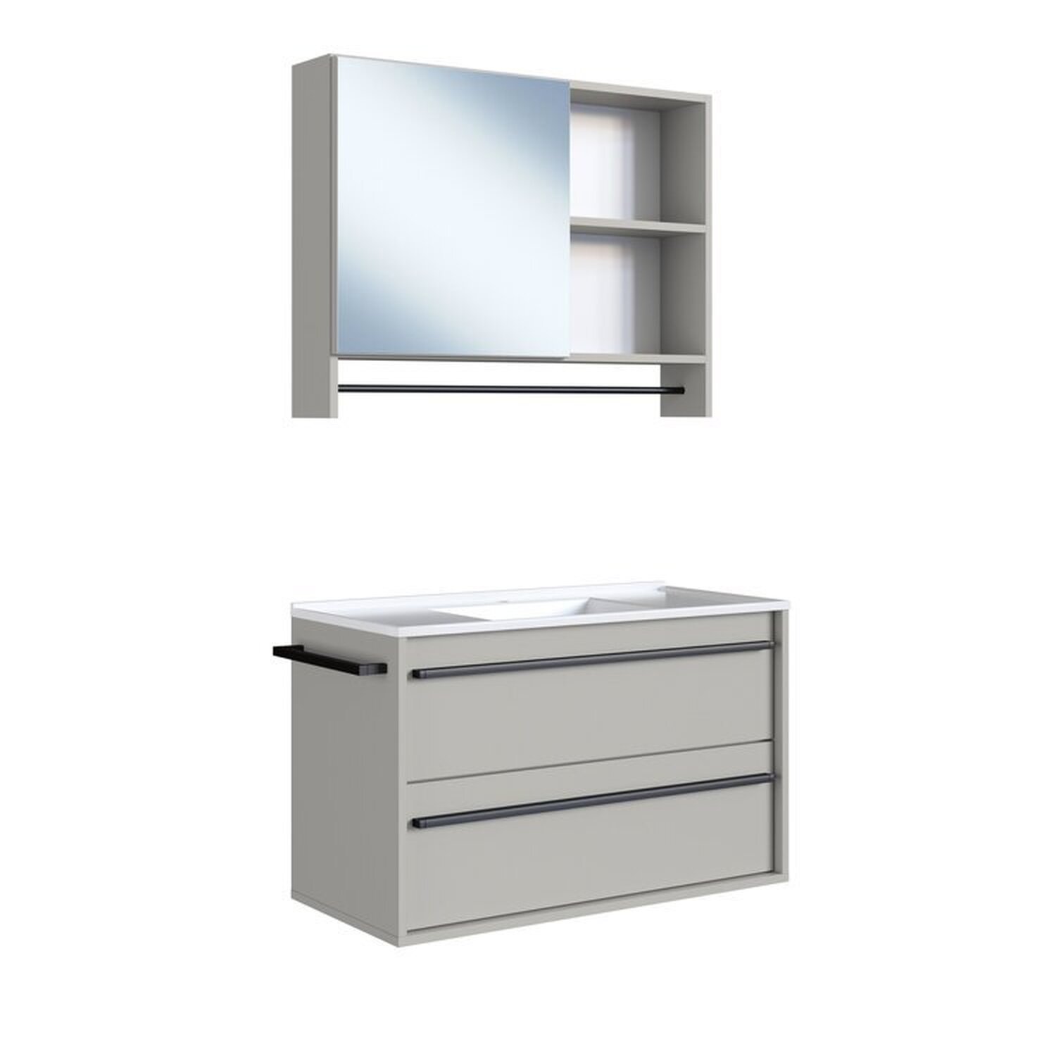 Conjunto para Banheiro Gabinete Suspenso 80cm com Toalheiro Lavatorio e Espelheira Cj8030.20 - 3