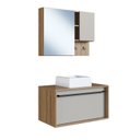 Ver imagem 3 de Conjunto para Banheiro Gabinete Suspenso 80cm com Puxador Toalheiro Cuba e Espelheira CJ8040.10 Marrom/Mel/Arenas