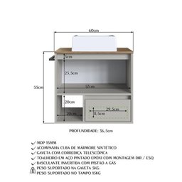 Conjunto para Banheiro Gabinete Suspenso 60cm com Toalheiro Cuba e Espelheira 80cm Cj8050.20 - 11