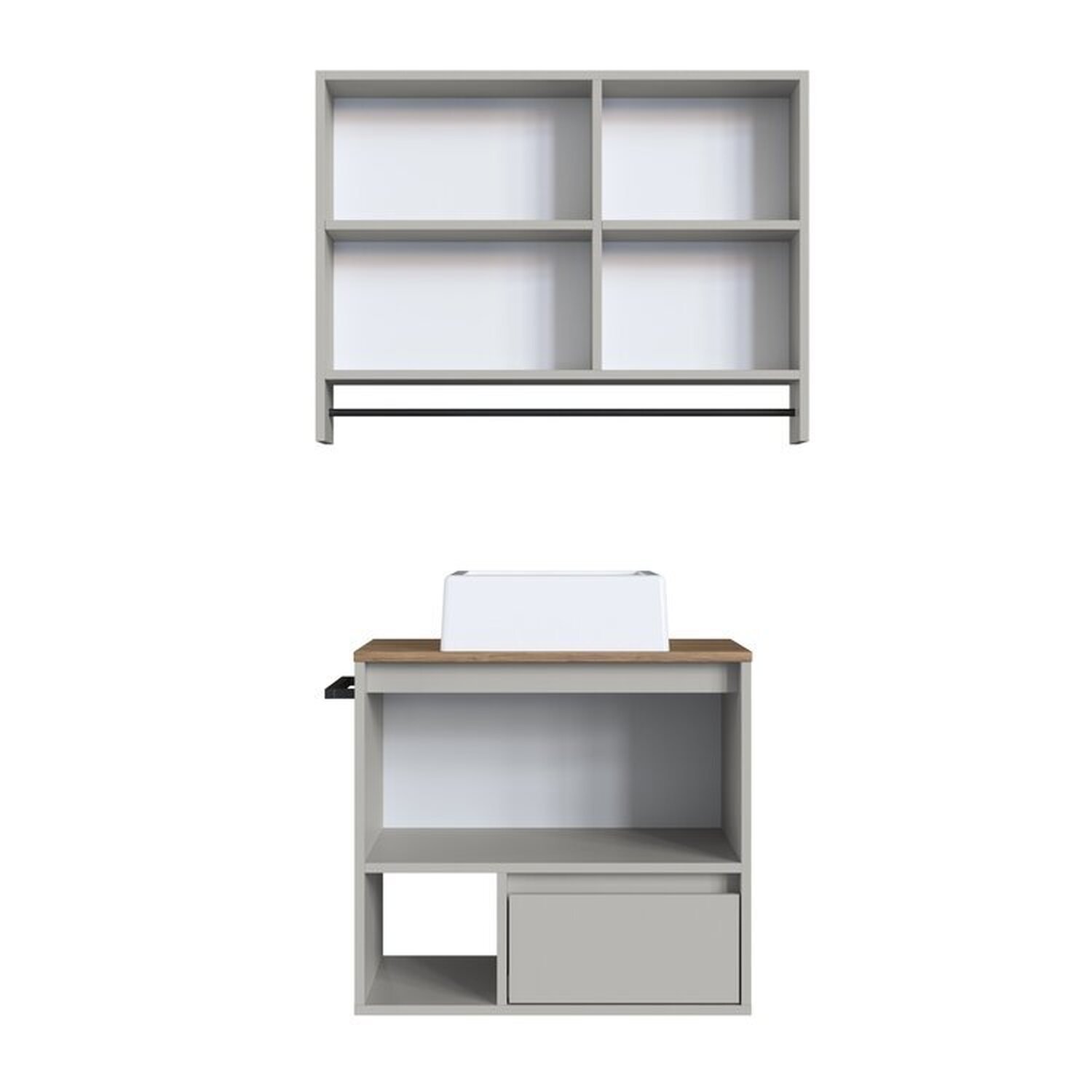 Conjunto para Banheiro Gabinete Suspenso 60cm com Toalheiro Cuba e Espelheira 80cm Cj8050.20 - 4