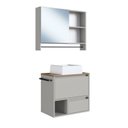 Ver imagem 2 de Conjunto para Banheiro Gabinete Suspenso 60cm com Toalheiro Cuba e Espelheira 80cm CJ8050.20 Bege/Mel/Arenas