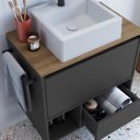 Ver mais imagens de Conjunto para Banheiro Gabinete Suspenso 60cm com Toalheiro Cuba e Espelheira 80cm CJ8050.20 Preto/Mel/Grafite