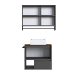 Conjunto para Banheiro Gabinete Suspenso 60cm com Toalheiro Cuba e Espelheira 80cm Cj8050.20 - 4 Conjunto para Banheiro Gabinete Suspenso 60cm com Toalheiro Cuba e Espelheira 80cm Cj8050.20 - 4