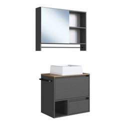 Conjunto para Banheiro Gabinete Suspenso 60cm com Toalheiro Cuba e Espelheira 80cm Cj8050.20 - 3 Conjunto para Banheiro Gabinete Suspenso 60cm com Toalheiro Cuba e Espelheira 80cm Cj8050.20 - 3