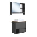 Ver imagem 2 de Conjunto para Banheiro Gabinete Suspenso 60cm com Toalheiro Cuba e Espelheira 80cm CJ8050.20 Preto/Mel/Grafite