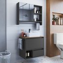 Ver imagem 1 de Conjunto para Banheiro Gabinete Suspenso 60cm com Toalheiro Cuba e Espelheira 80cm CJ8050.20 Preto/Mel/Grafite