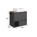 Ver imagem 6 de Conjunto para Banheiro Gabinete Suspenso 60cm com Toalheiro Cuba e Espelheira 80cm CJ8050.20 Preto/Mel/Grafite