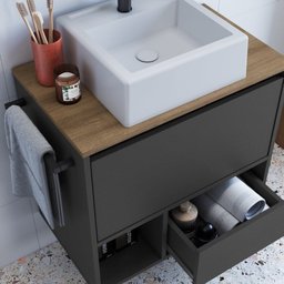 Conjunto para Banheiro Gabinete Suspenso 60cm com Toalheiro Cuba e Espelheira 80cm Cj8050.20 - 8 Conjunto para Banheiro Gabinete Suspenso 60cm com Toalheiro Cuba e Espelheira 80cm Cj8050.20 - 8