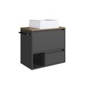 Ver imagem 7 de Conjunto para Banheiro Gabinete Suspenso 60cm com Toalheiro Cuba e Espelheira 80cm CJ8050.20 Preto/Mel/Grafite