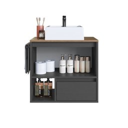 Conjunto para Banheiro Gabinete Suspenso 60cm com Toalheiro Cuba e Espelheira 80cm Cj8050.20 - 11 Conjunto para Banheiro Gabinete Suspenso 60cm com Toalheiro Cuba e Espelheira 80cm Cj8050.20 - 11