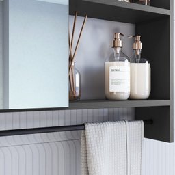 Conjunto para Banheiro Gabinete Suspenso 60cm com Toalheiro Cuba e Espelheira 80cm Cj8050.20 - 15 Conjunto para Banheiro Gabinete Suspenso 60cm com Toalheiro Cuba e Espelheira 80cm Cj8050.20 - 15