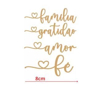 15 Kits Palavras Decorativas MDF 8cm - Cru - Amor, Familia, Fé e Gratidão
