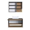Ver imagem 4 de Conjunto para Banheiro Gabinete Suspenso 80cm com Toalheiro Cuba e Espelheira CJ8060.10 Preto/Mel/Grafite