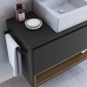 Ver mais imagens de Conjunto para Banheiro Gabinete Suspenso 80cm com Toalheiro Cuba e Espelheira CJ8060.10 Preto/Mel/Grafite