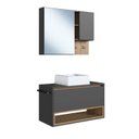 Ver imagem 3 de Conjunto para Banheiro Gabinete Suspenso 80cm com Toalheiro Cuba e Espelheira CJ8060.10 Preto/Mel/Grafite