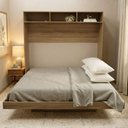 Ver imagem 1 de Cama Articulada Casal Horizontal com Nichos e Prateleiras CM8043 Marrom/Amendoa