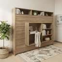 Ver imagem 5 de Cama Articulada Casal Horizontal com Nichos e Prateleiras CM8043 Marrom/Amendoa