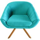 Ver imagem 6 de Kit Poltrona Giovana Giratória Ferro e Madeira, Puff Quadrado e Almofadas em Sued Premium: Tiffany