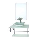 Ver imagem 1 de GABINETE DE VIDRO PARA BANHEIRO 60CM AC CUBA QUADRADA BRANCO FULL COM TORNEIRA CASCATA